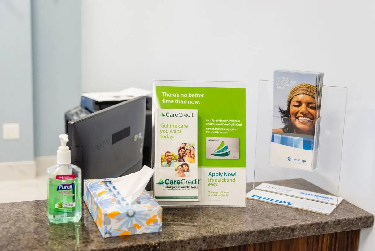 CareCredit financing display on the Dental Korner front desk