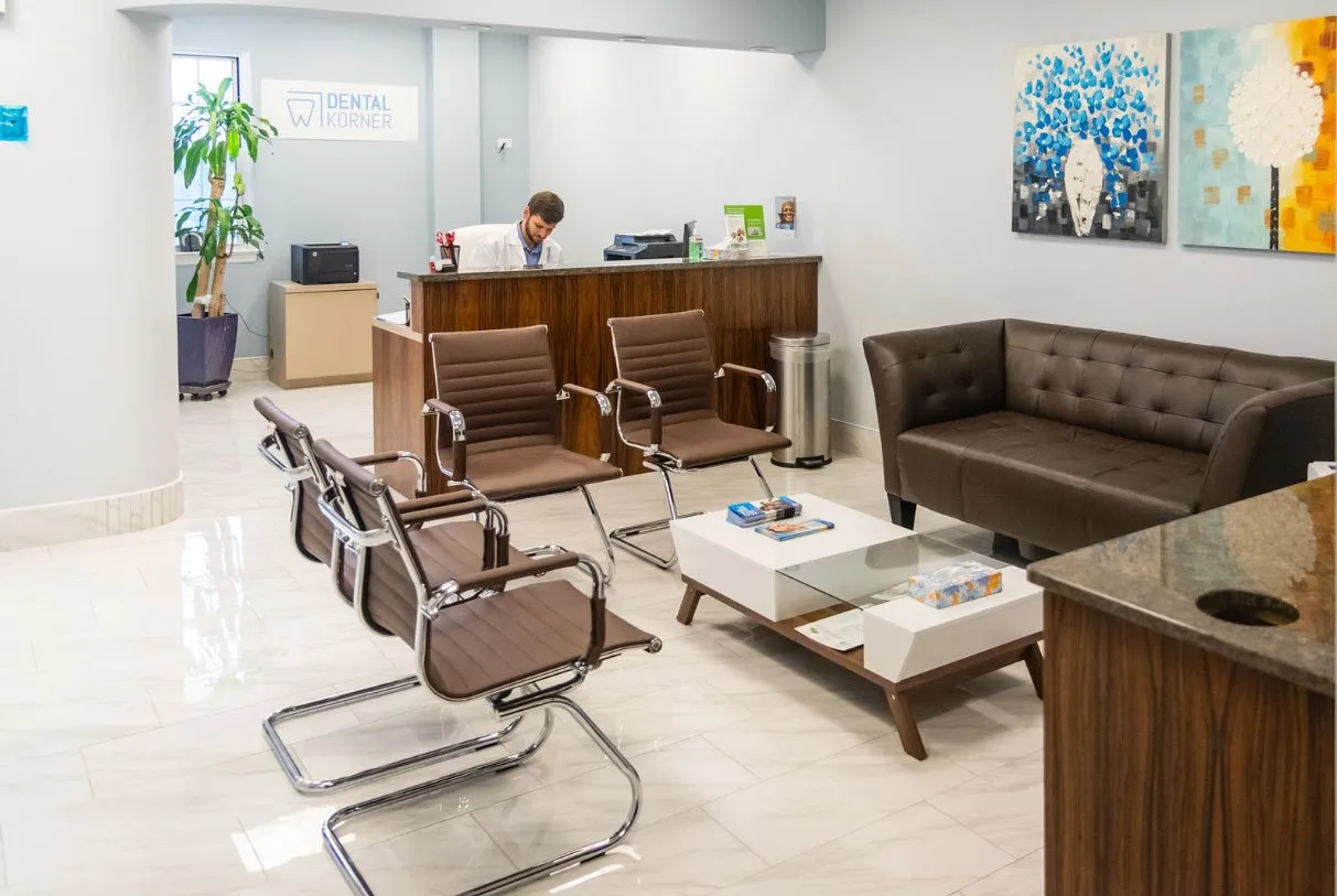 Dental Korner waiting room and front desk in Great Neck
